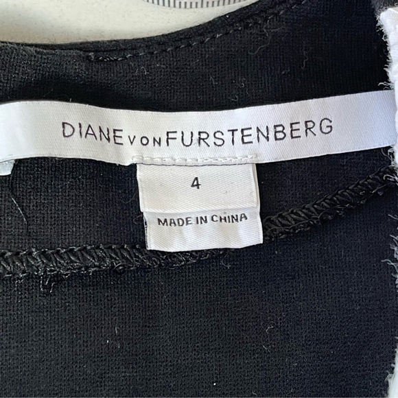 DIANE von FURSTENBERG DVF Fitted Dress White Eyelet Front Black Knit Back Sz 4 - Picture 11 of 16